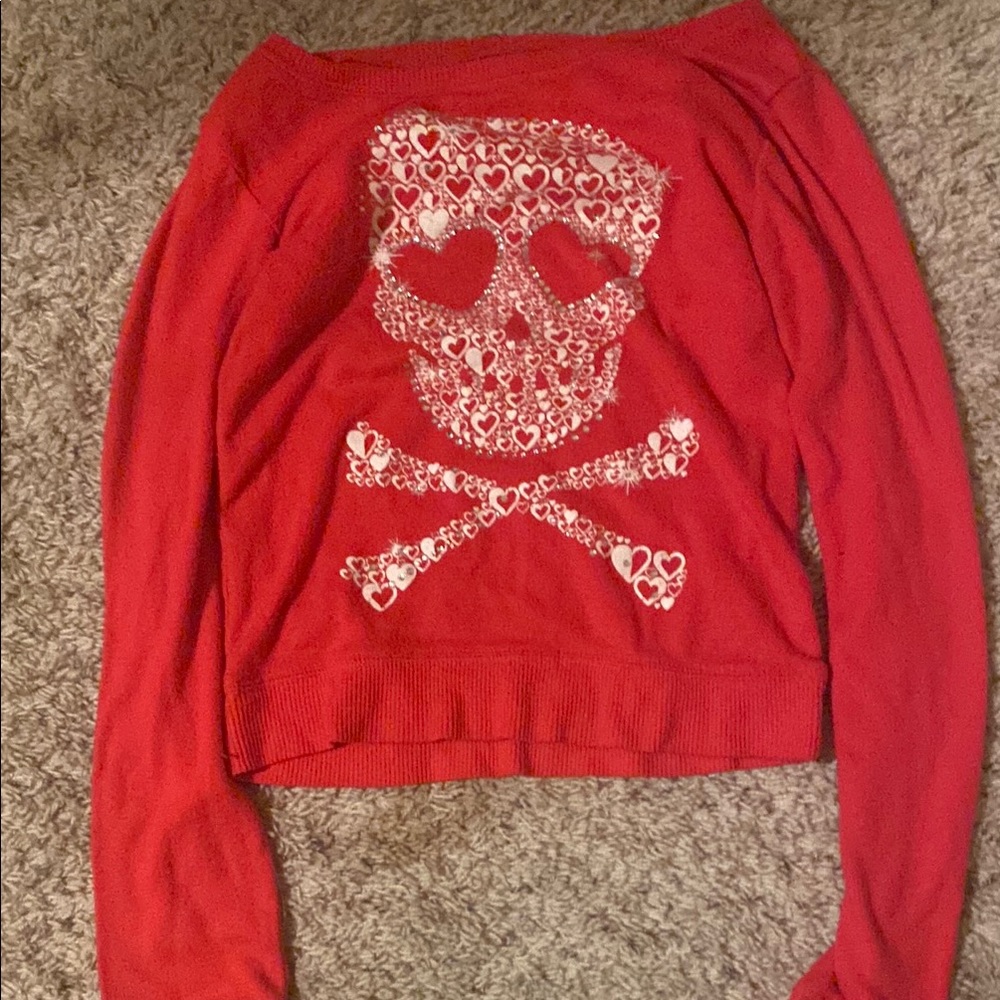 Red Skull Heart Sweater